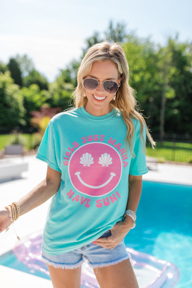Girls Just Wanna Have Sun Chalky Mint Graphic Tee
