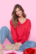 Masyn Red V-Neck Pullover