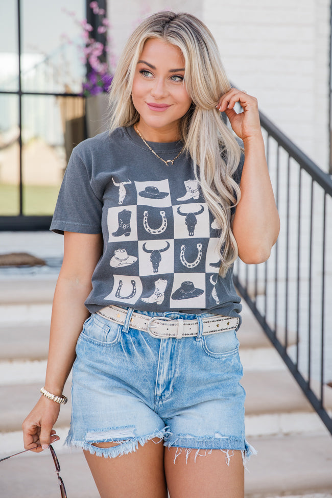 Country Checkered Dark Grey Graphic Tee
