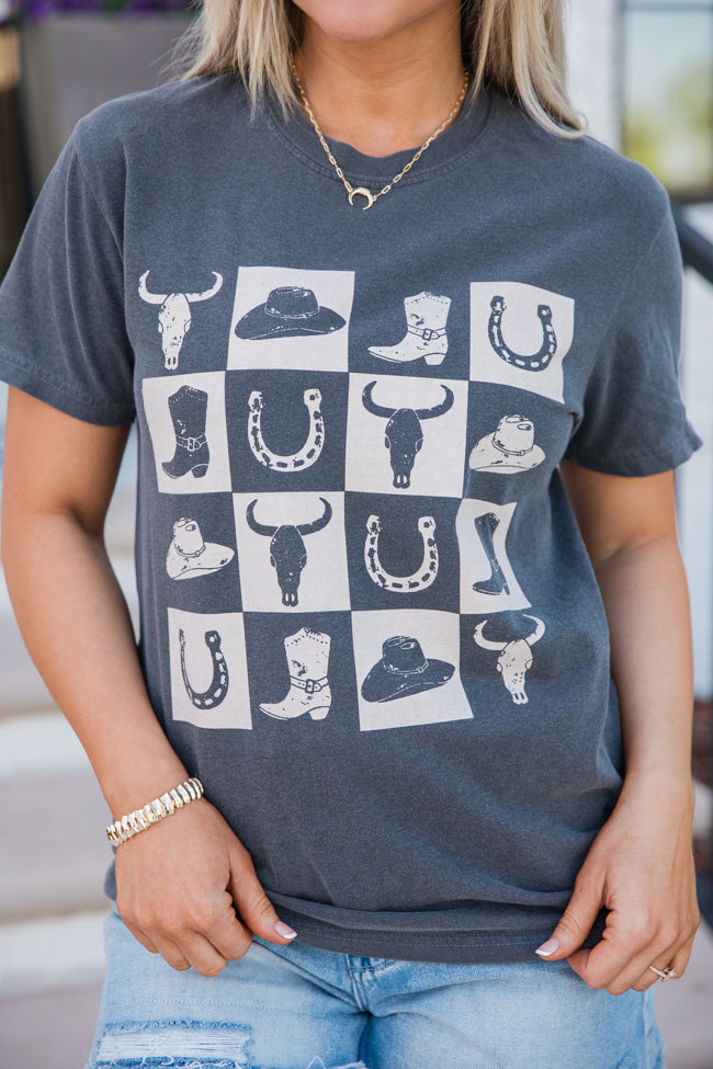 Country Checkered Dark Grey Graphic Tee