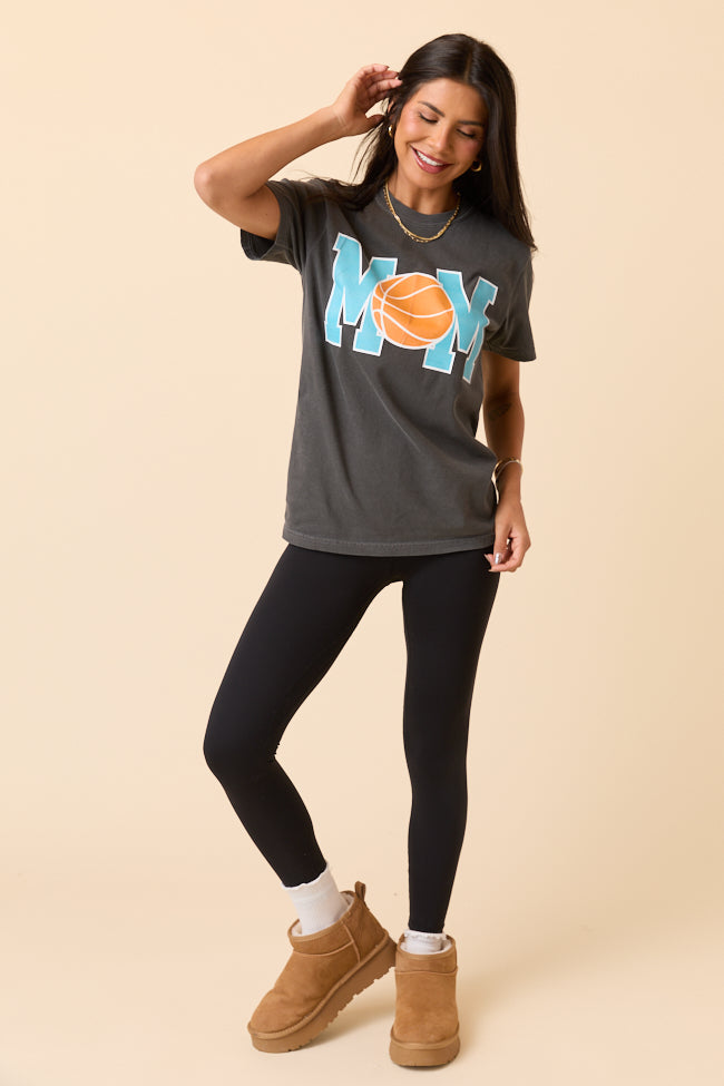 Mom Block Basketball Dark Grey Graphic Tee