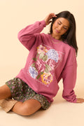 Floral Stamp Rose Graphic Sweatshirt
