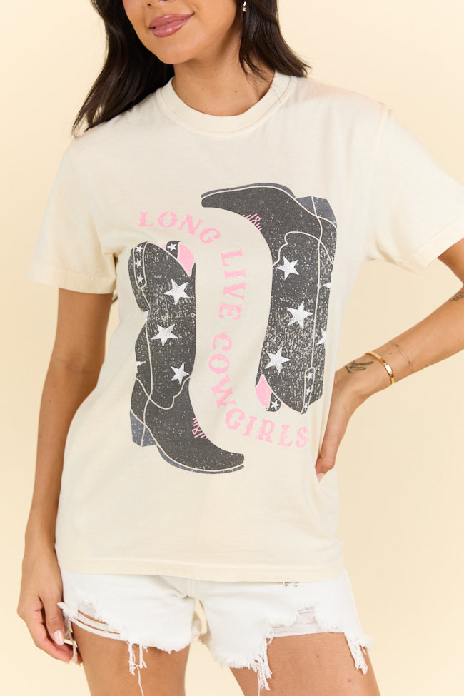 Long Live Cowgirls Star Boots Ivory Graphic Tee