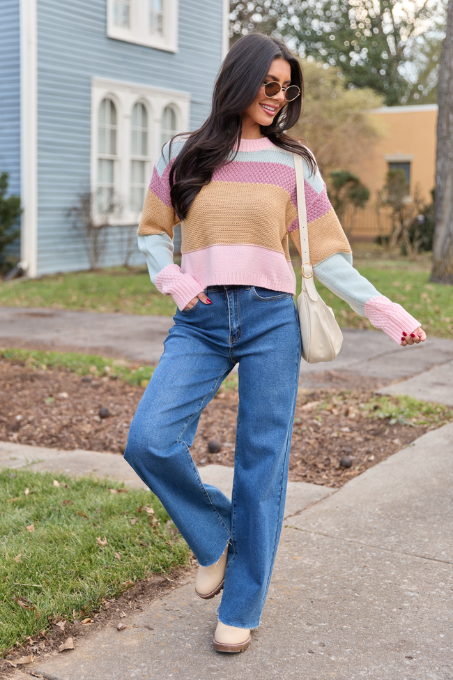 Greta Colorblock Multi Knit Crewneck Sweater
