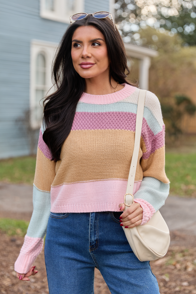 Greta Colorblock Multi Knit Crewneck Sweater
