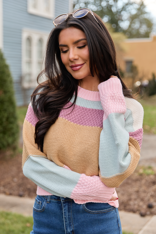 Greta Colorblock Multi Knit Crewneck Sweater