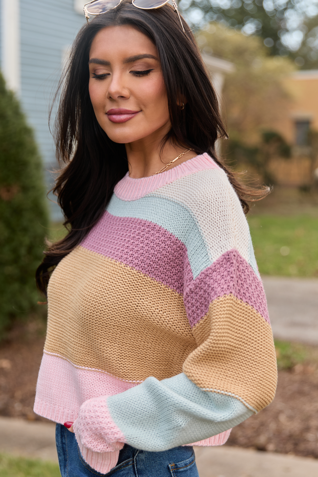 Greta Colorblock Multi Knit Crewneck Sweater