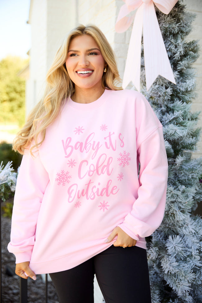 Baby It's Cold Outside Light Pink Graphic Sweatshirt