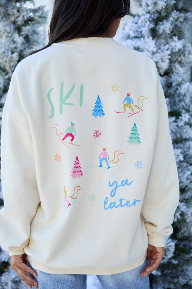 Ski Ya Later Cream Graphic Sweatshirt