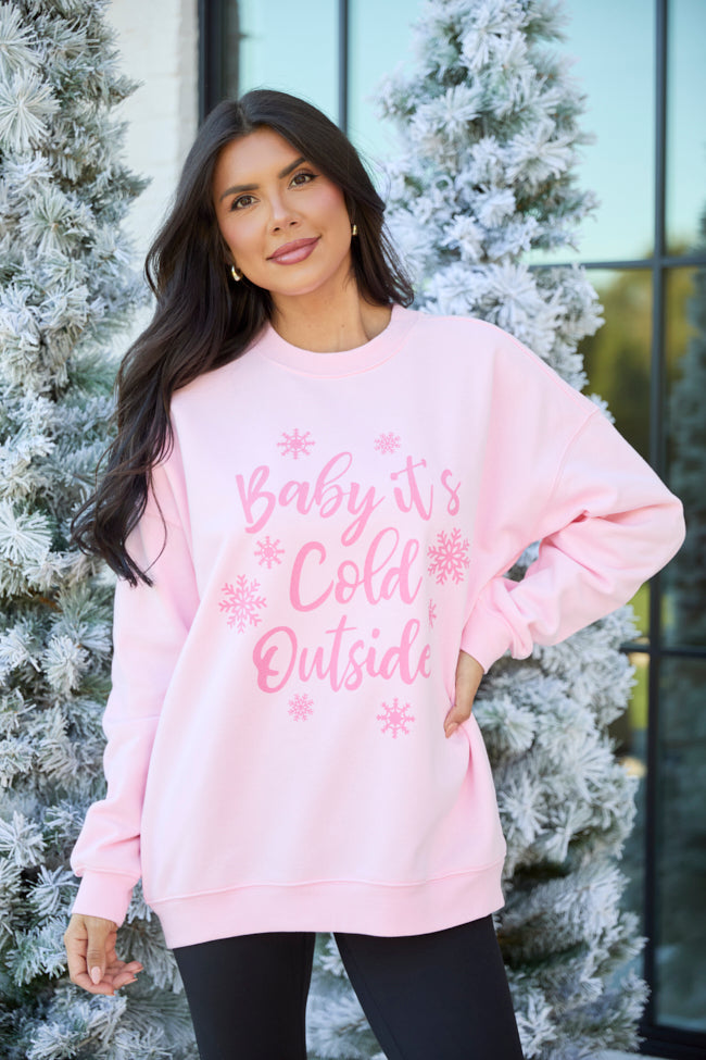 Baby It's Cold Outside Light Pink Graphic Sweatshirt