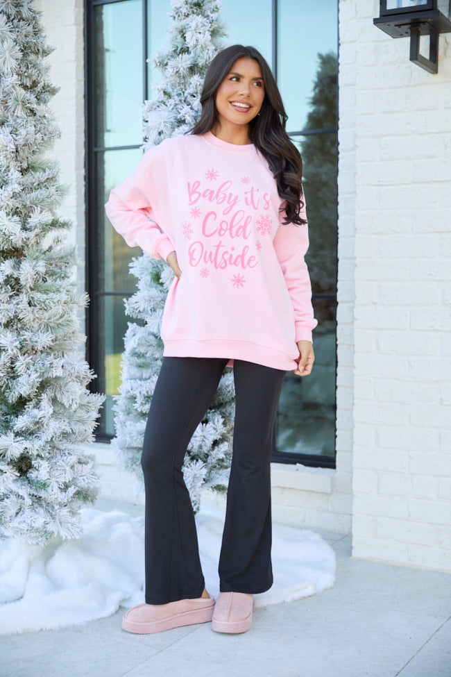 Baby It's Cold Outside Light Pink Graphic Sweatshirt