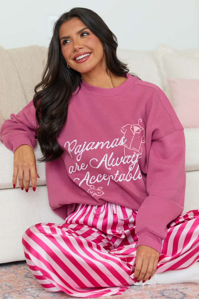 Pajamas Are Always Acceptable Rose Graphic Sweatshirt