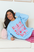Enjoy The Good Days Light Blue Graphic Sweatshirt