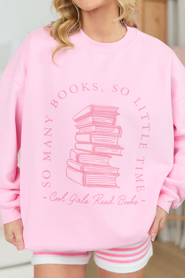 Cool Girls Read Books Light Pink Graphic Sweatshirt