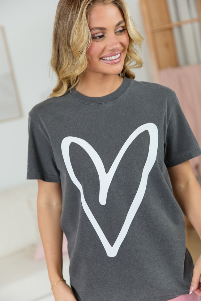 Heart Sketch Grey Graphic Tee