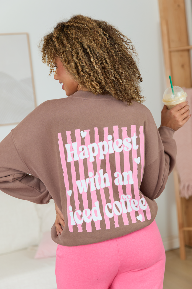 Happiest With An Iced Coffee Mocha Graphic Sweatshirt