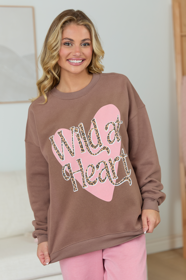 Wild At Heart Leopard Mocha Graphic Sweatshirt