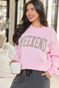 Weekend Leopard Light Pink Graphic Sweatshirt