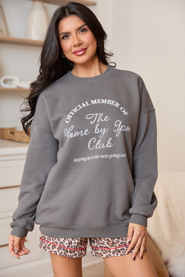 Official Member Of 9PM Club Dark Grey Graphic Sweatshirt
