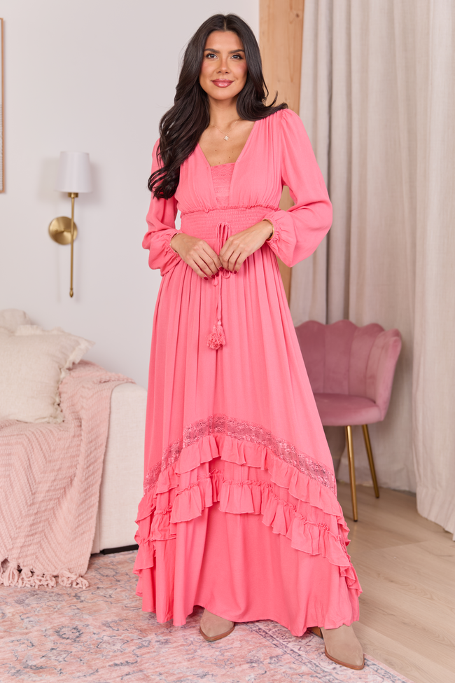 Lucky To Have You Coral Maxi Dress