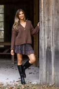 Pippa Brown Cable Knit Cardigan
