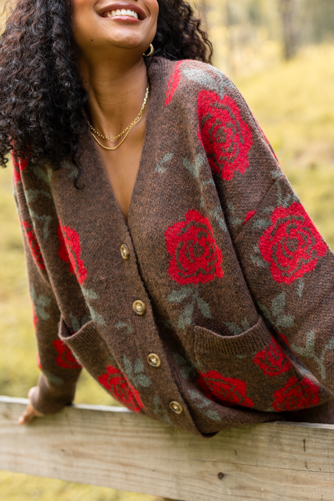 Britney Brown Rose Cardigan
