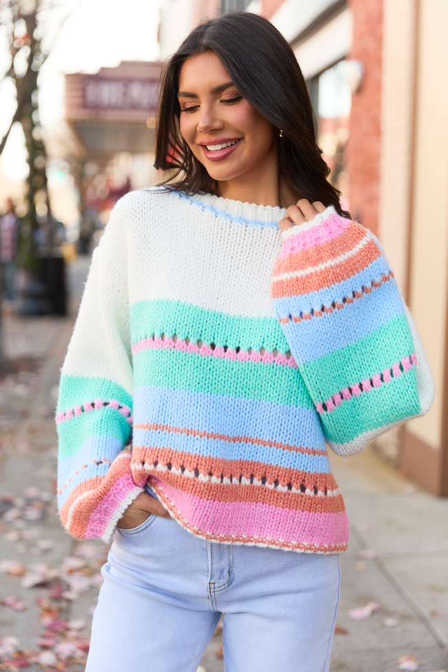 Macy Multi Color Block Crewneck Sweater