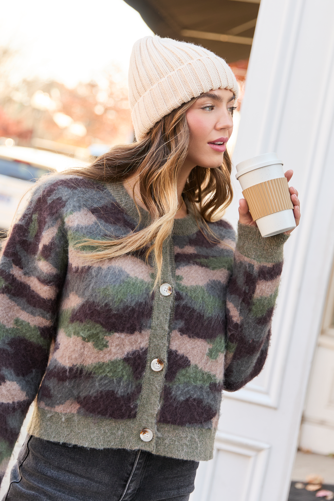 Chappell Fuzzy Camo Cardigan