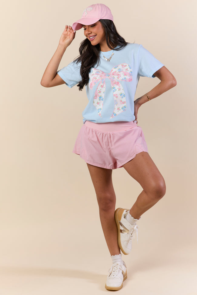 Floral Bow Light Blue Graphic Tee