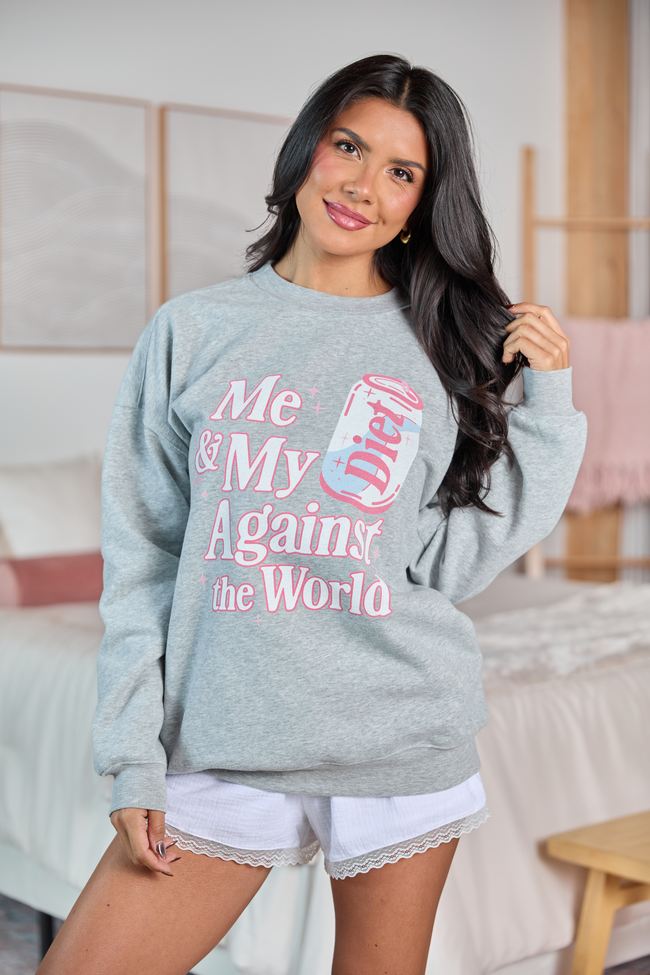 Me Against The World Light Grey Graphic Sweatshirt