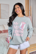 Me Against The World Light Grey Graphic Sweatshirt