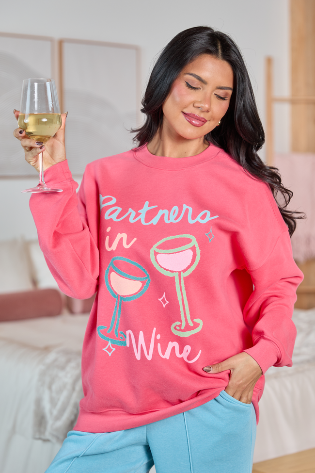 Partners in Wine Light Red Graphic Sweatshirt