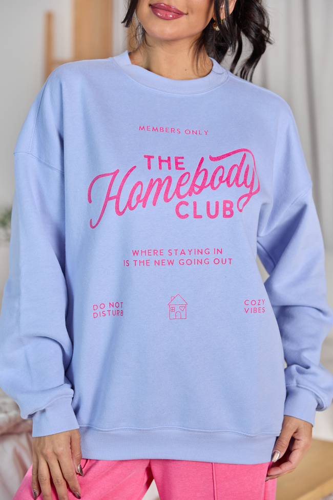 The Homebody Club Periwinkle Graphic Sweatshirt