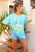 Just A Little Bit Salty Aqua Blue Oversized Graphic Tee