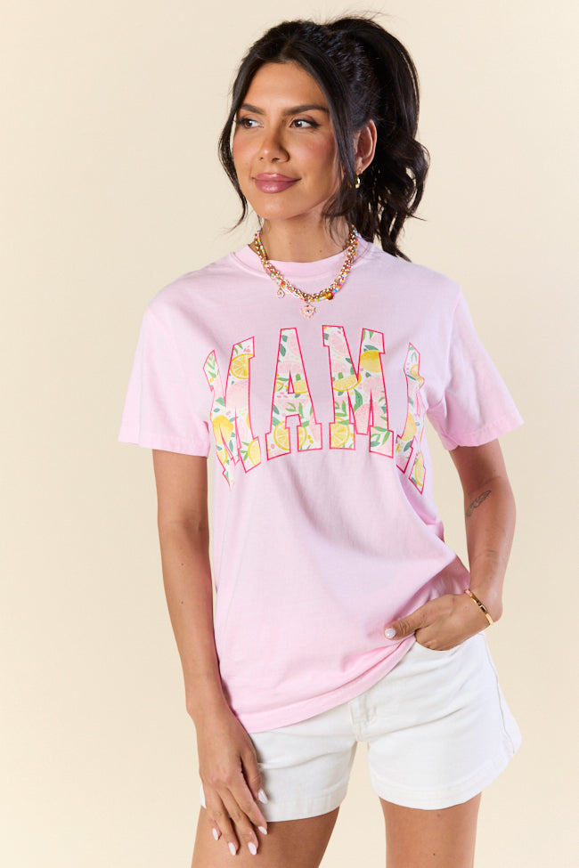 Mama Lemons Print Light Pink Graphic Tee