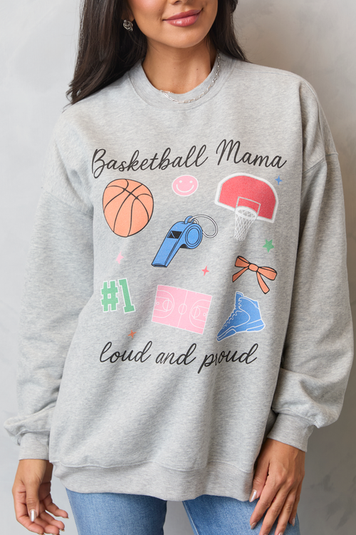 Basketball Mama Icons Light Grey Graphic Sweatshirt