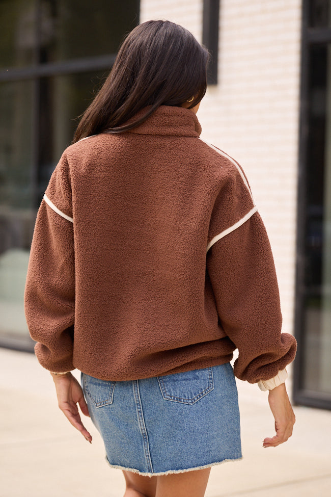 Lacey Brown Half Zip Sherpa Pullover