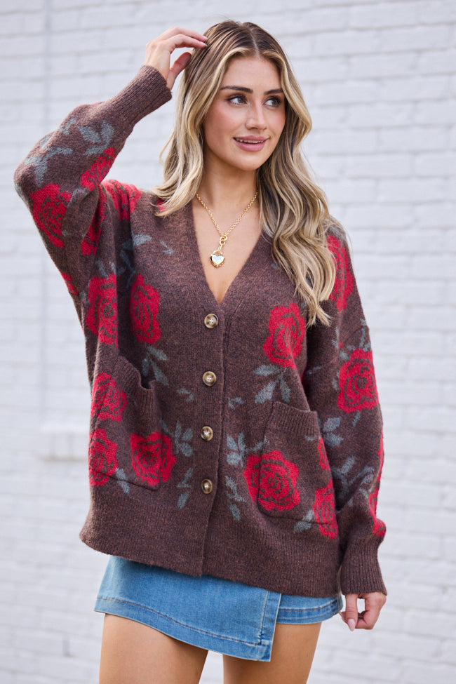 Britney Brown Rose Cardigan