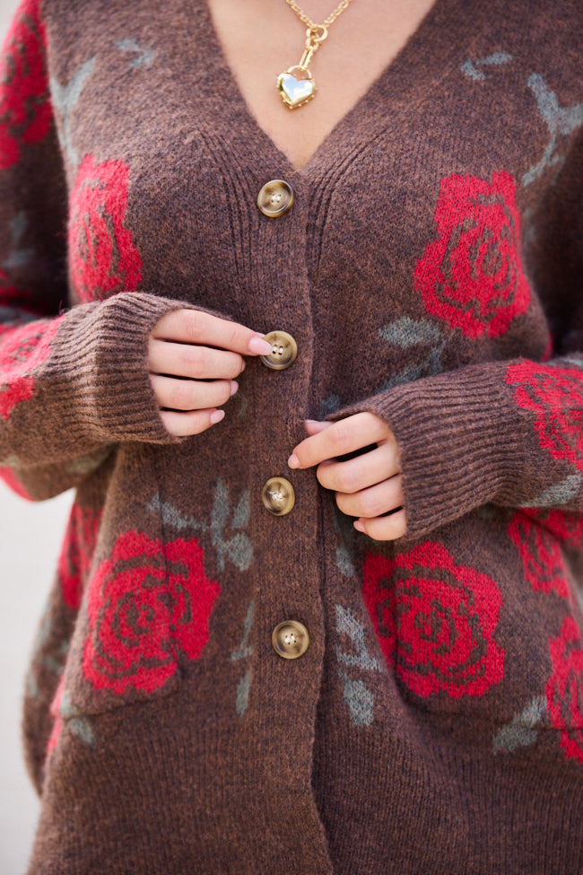 Britney Brown Rose Cardigan