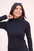 Mabry Black Long Sleeve Mock Neck Top