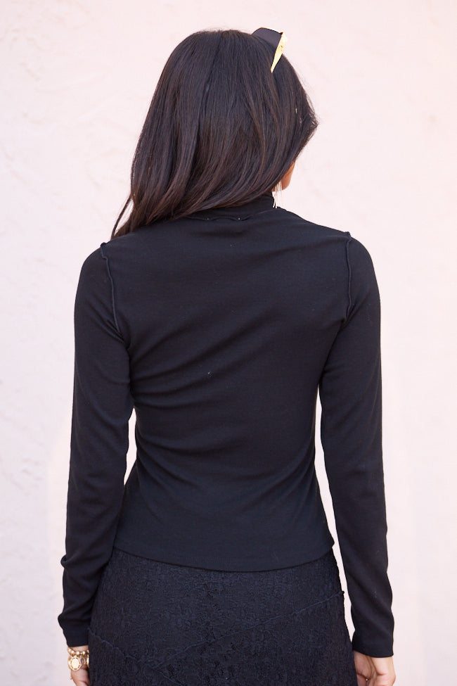 Mabry Black Long Sleeve Mock Neck Top