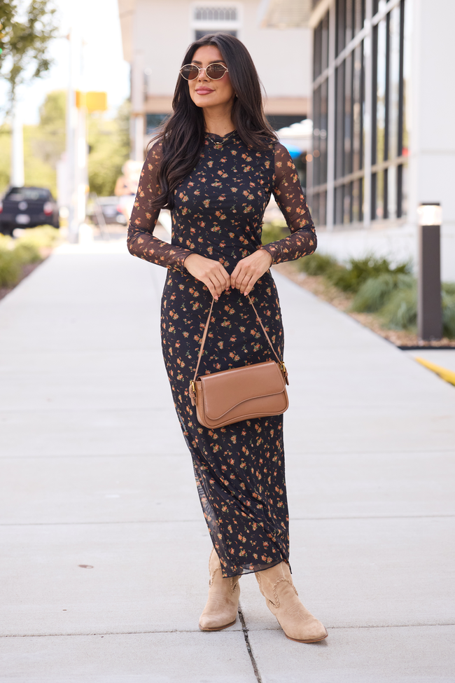 Drake Black Floral Mesh Maxi Dress FINAL SALE