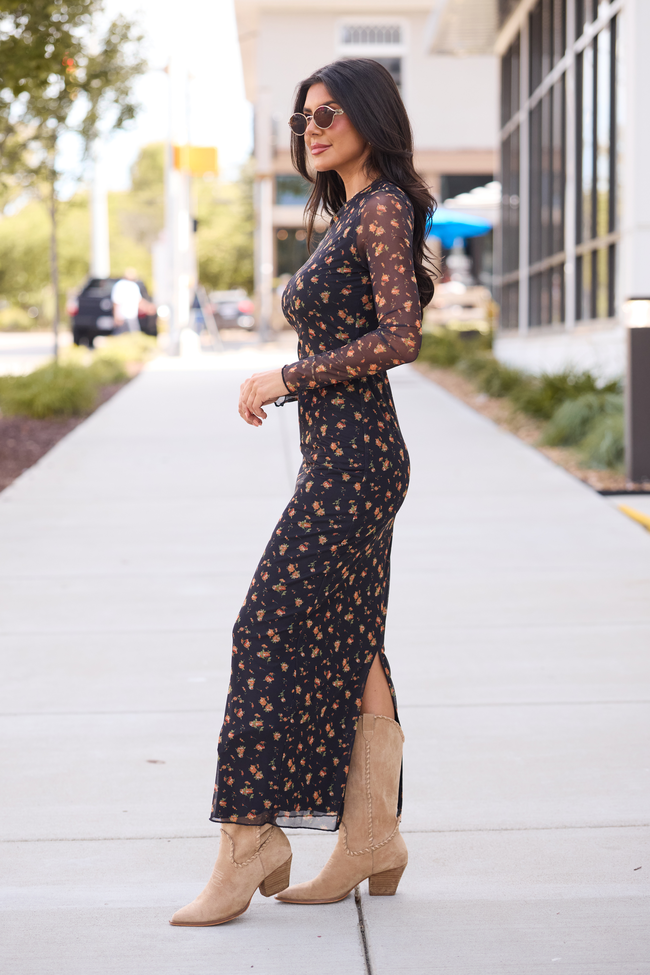 Drake Black Floral Mesh Maxi Dress FINAL SALE