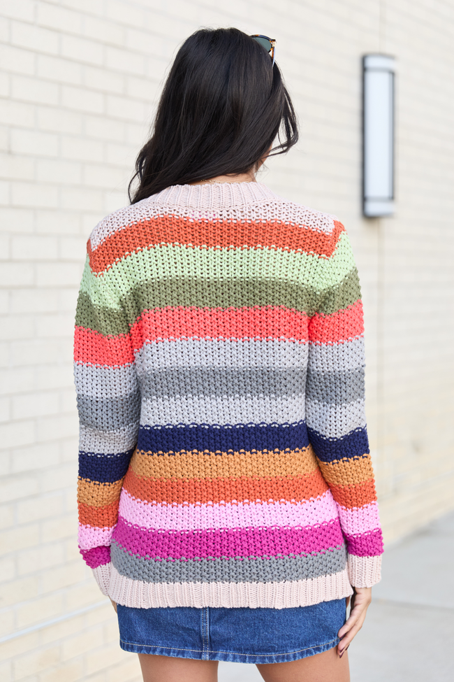 Georgie Bright Multi Striped V-Neck Sweater