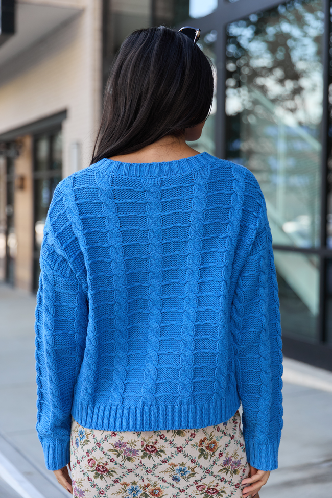 Kasen Blue Cable Knit Cardigan
