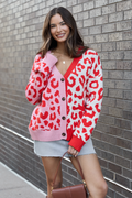 Emme Red and Pink Leopard Print Cardigan