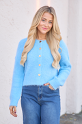 Teddy Blue Fuzzy Cardigan