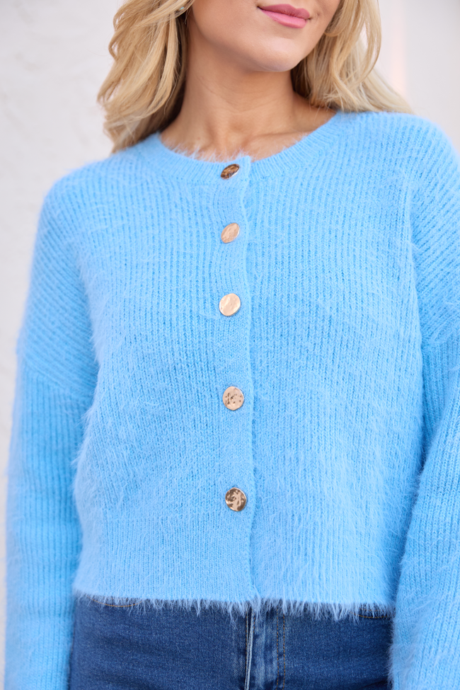 Teddy Blue Fuzzy Cardigan