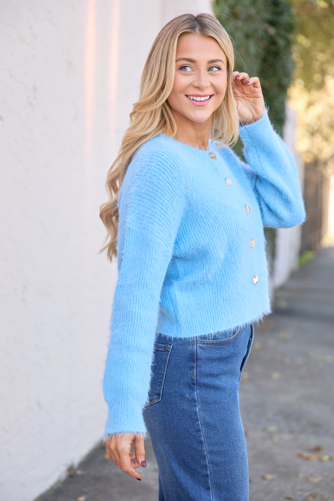 Teddy Blue Fuzzy Cardigan