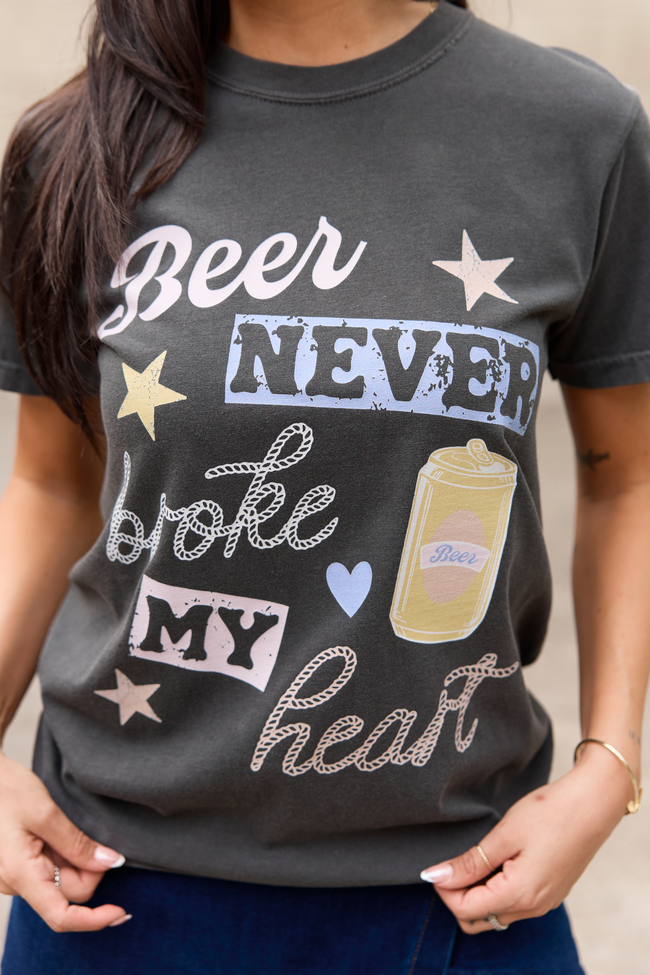 Beer Never Broke My Heart Dark Grey Graphic Tee